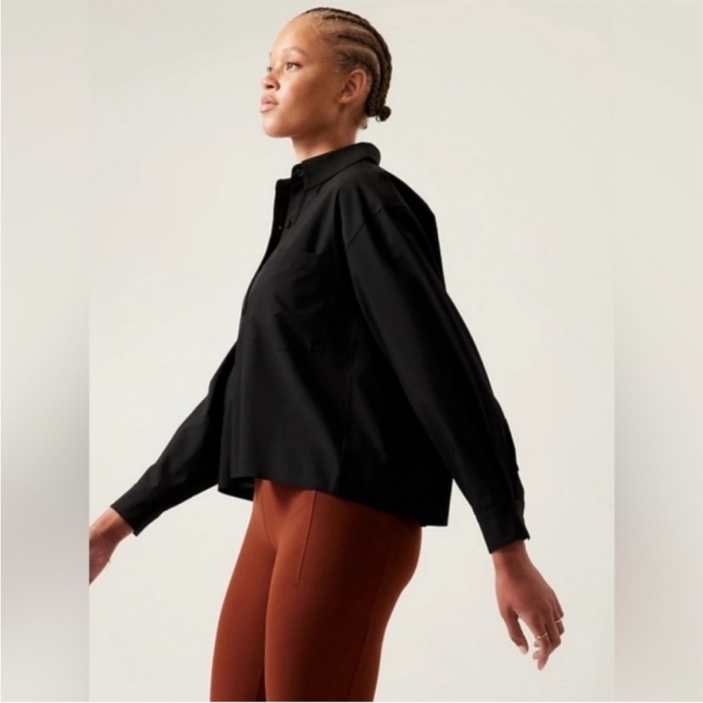 Athleta Super Soft Black Button-Up Athleisure Shi… - image 5